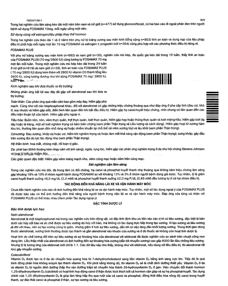 Fosamax Plus 70mg/2800IU trị loãng xương (1 vỉ x 4 viên) - 7